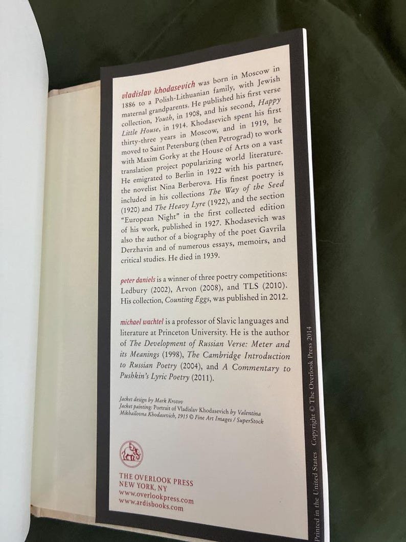 Vladislav Khodasevich Ausgewählte Gedichte Erste Ausgabe Zweisprachig Hardcover Bild 5