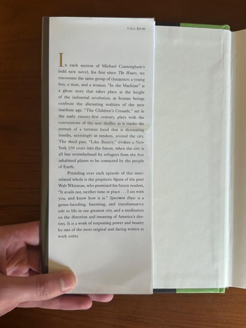 Signierte Erstausgabe (gebunden): Specimen Days von Michael Cunningham (Sehr gut/Nahezu neuwertig) Bild 5