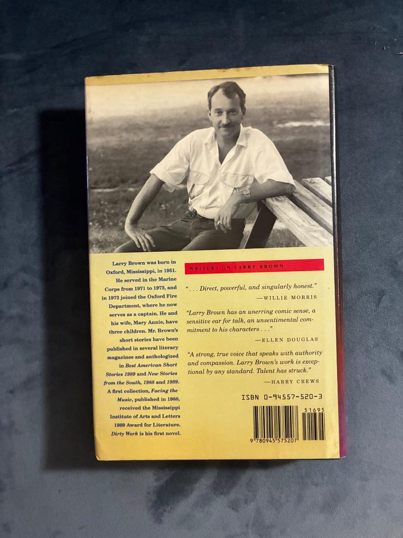 Dirty Work de Larry Brown, 1989, première édition, premier tirage, état proche du neuf. image 5