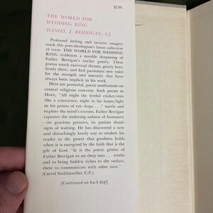 Signed First Edition The World for Wedding Ring by Daniel Berrigan Hardcover Poems image 3