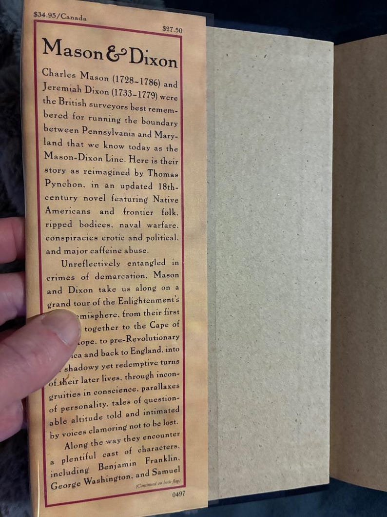 Mason & Dixon by Thomas Pynchon 1997 First Edition First Printing Fine/Near Fine Hardcover image 2
