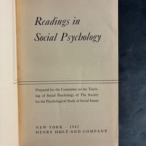 Lesungen zur Sozialpsychologie von Newcomb und Hartley, erste Auflage 1947 Bild 3