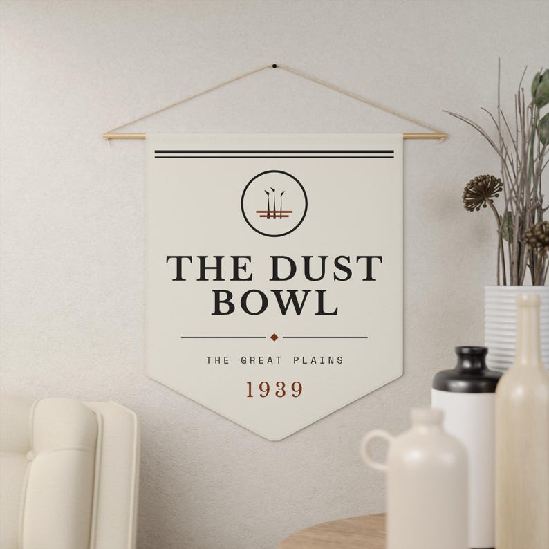 Dust Bowl Literary Pennant | Plains History Print | Vintage Americana Wall Art image 5