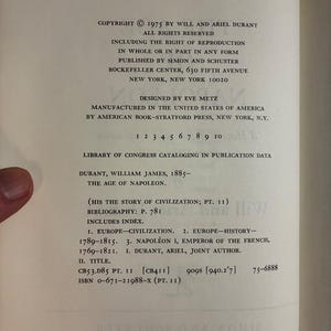 The Age of Napoleon by Will and Ariel Durant 1975 First Edition First Printing Fine/Very Good image 3