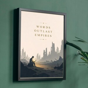 Words Outlast Empires - Dystopian Literary Wall Art, Book Lover Gift afbeelding 4