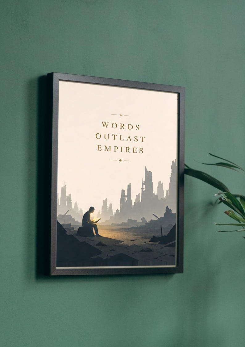 Words Outlast Empires - Dystopian Literary Wall Art, Book Lover Gift afbeelding 4