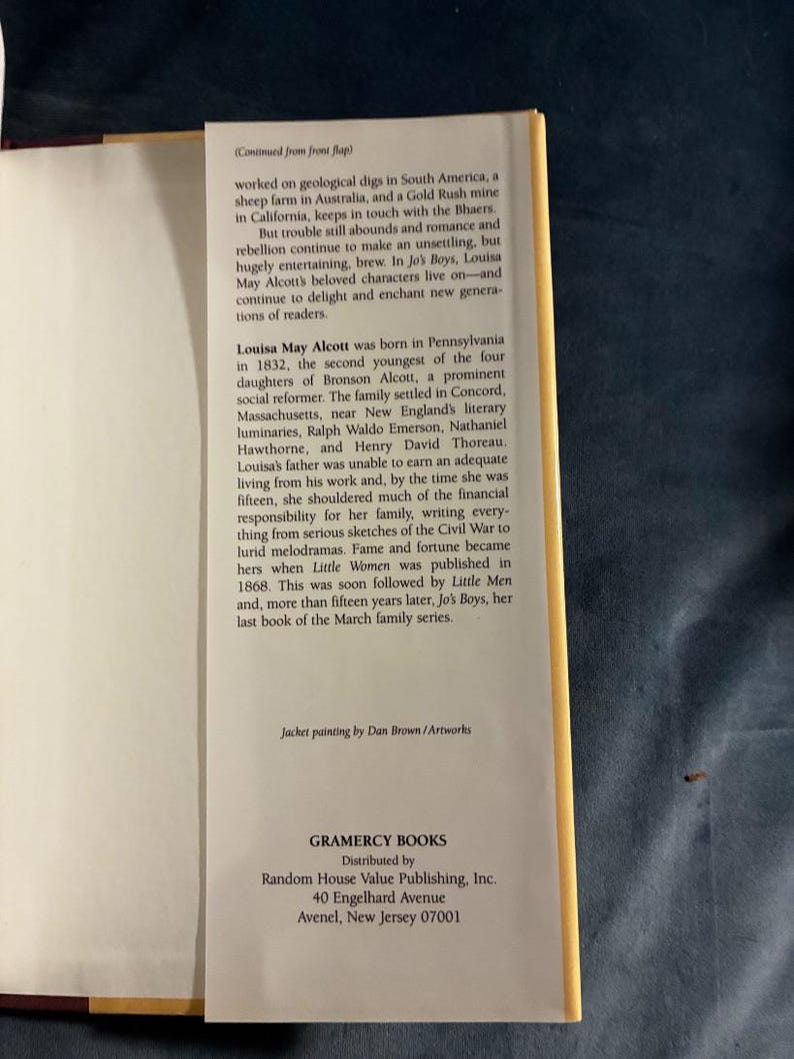 Los hijos de Jo y cómo resultaron ser de Louisa May Alcott, edición de Gramercy Books de 1994, primera impresión, casi perfecto/casi perfecto. imagen 3
