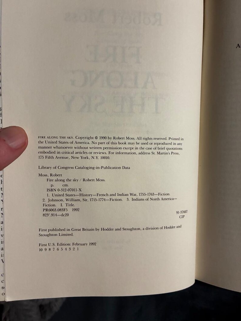 Vuur langs de hemel door Robert Moss, 1992, eerste editie, eerste druk, in uitstekende/bijna perfecte staat. afbeelding 3