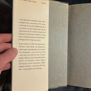 A Prayer for Owen Meany by John Irving 1989 First Edition First Printing Near Fine/Near Fine image 2