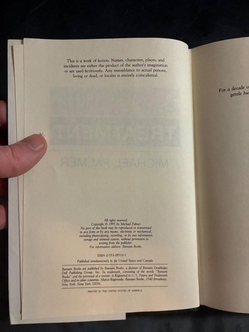 Silent Treatment by Michael Palmer 1995 First Edition Near Fine/Very Good image 3