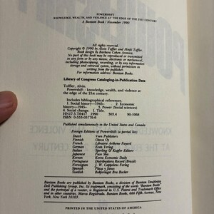 Powershift: Knowledge, Wealth, and Violence at the Edge of the 21st Century by Alvin Toffler 1990 First Edition First Printing Hardcover image 3