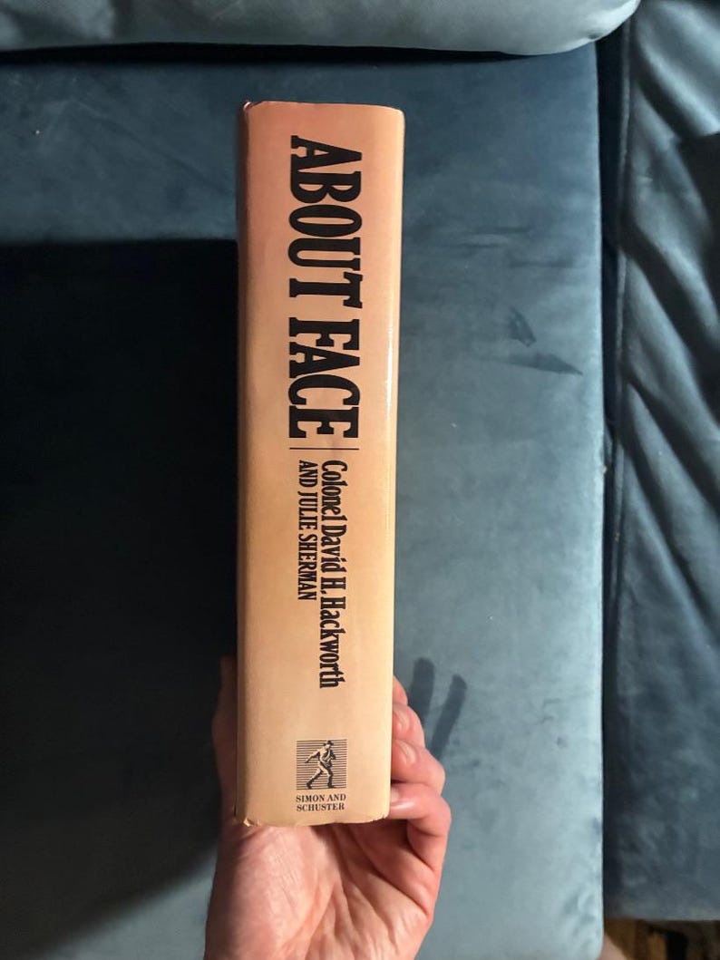 About Face: De odyssee van een Amerikaanse krijger door David Hackworth, eerste editie, eerste druk, 1989 afbeelding 7