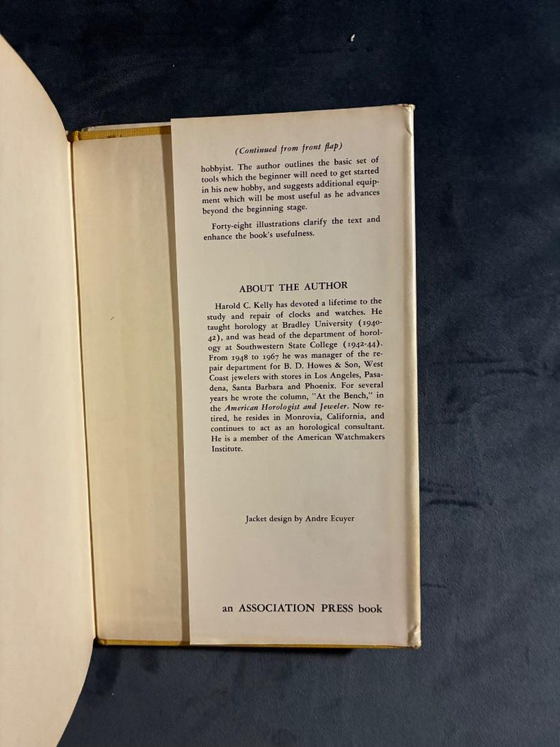 Clock Repairing as a Hobby by Harold C. Kelly First Edition Hardcover image 3