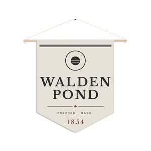 Stendardo letterario di Walden Pond / Stendardo da parete di Concord, Massachusetts / Decorazione per amanti dei libri ispirata a Thoreau immagine 4