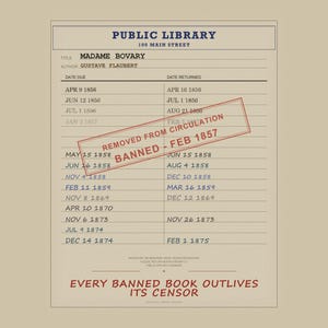 Madame Bovary Banned Book Digital Poster | Gustave Flaubert Library Card Print | French Literature Art image 5