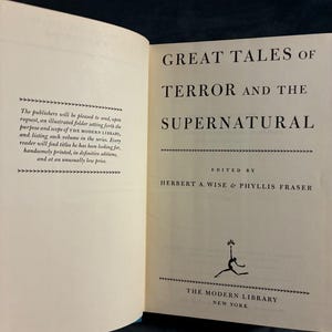 Great Tales of Terror and the Supernatural by Wise and Fraser 1st Ed. Modern Library image 4