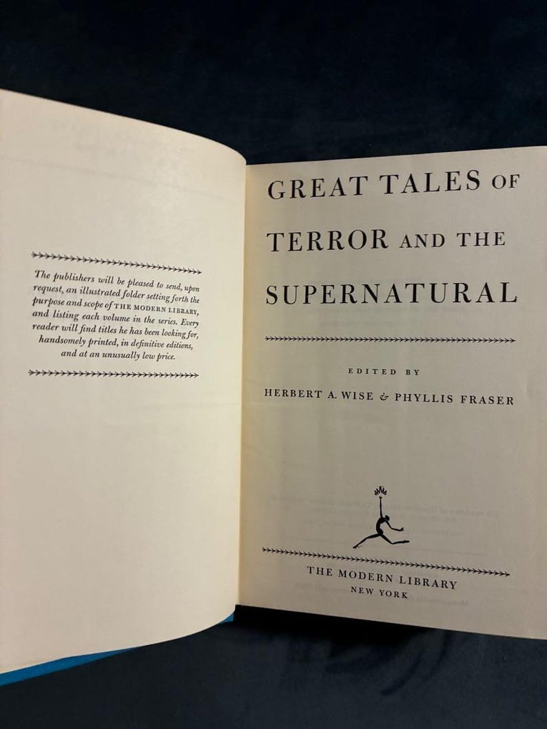 Great Tales of Terror and the Supernatural by Wise and Fraser 1st Ed. Modern Library image 4