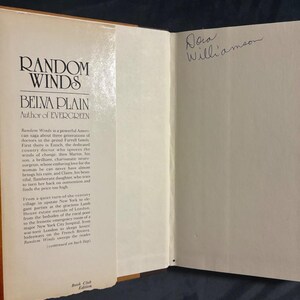 Random Winds by Belva Plain 1980 Delacorte Press Edition Very Good/Very Good Hardcover image 4