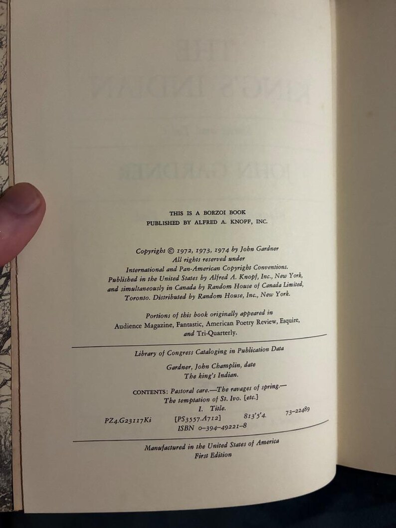 Der Indianer des Königs: Geschichten und Erzählungen von John Gardner, 1974, Erste Auflage, erster Druck, Nahezu neuwertig/Sehr gut Bild 3