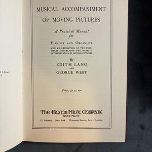 Musical Accompaniment of Moving Pictures by Edith Lang and George West 1970 Arno Press Edition First Printing Near Fine image 5