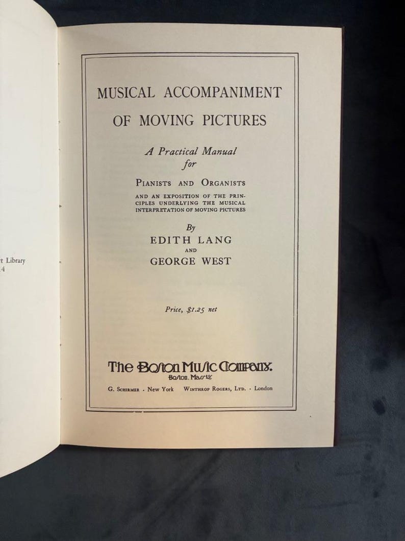 Musical Accompaniment of Moving Pictures by Edith Lang and George West 1970 Arno Press Edition First Printing Near Fine image 5