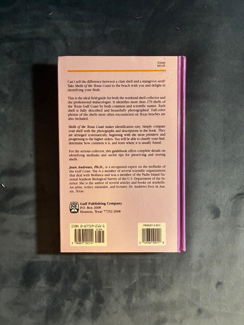 Guida da campo alle conchiglie della costa del Texas di Jean Andrews 1992 Prima edizione Prima stampa Quasi perfetto Copertina rigida immagine 5