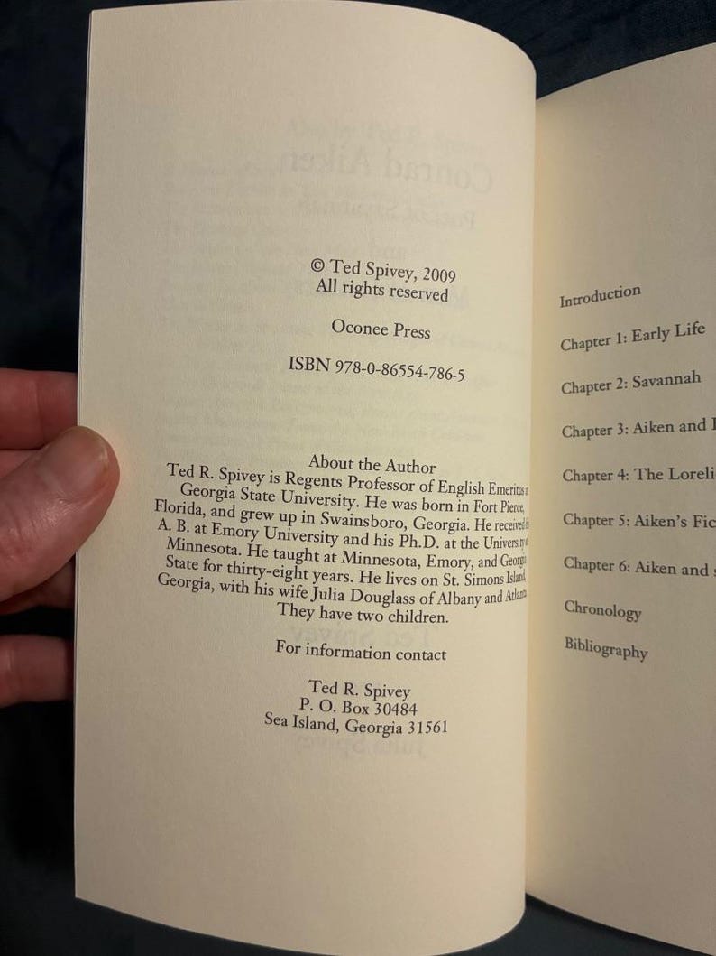 Conrad Aiken: Poet of Savannah and Man of Letters by Ted & Julia Spivey First Edition image 5