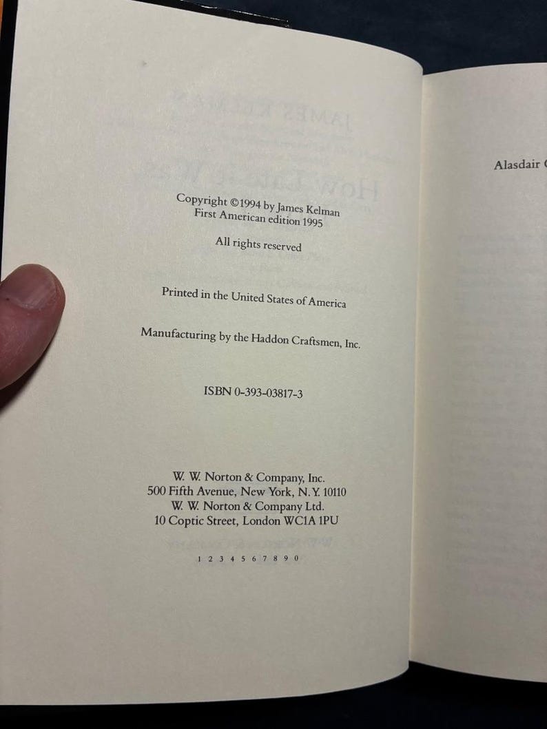 How late it was, how late by James Kelman 1995 First Edition First Printing Near Fine/Near Fine Hardcover image 4