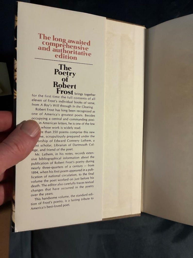 Poésie de Robert Frost, 1969, Première édition, Premier tirage, État proche du neuf/Très bon image 2