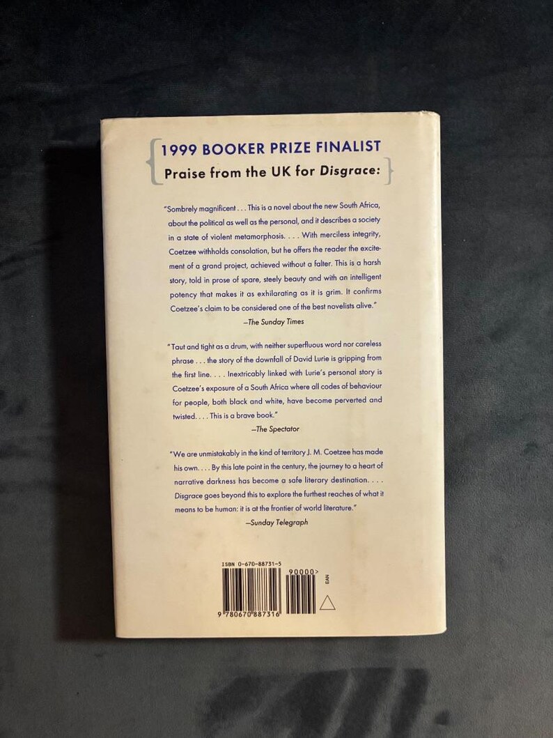 Disgrace by J. M. Coetzee 1999 First Edition First Printing Near Fine/Near Fine Hardcover image 2