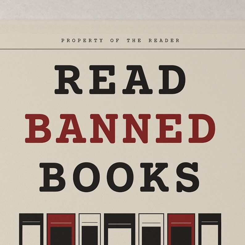 Read Banned Books Pennant, Library Wall Banner, Book Lover Decor, Polyester Twill (18" x 21") image 9