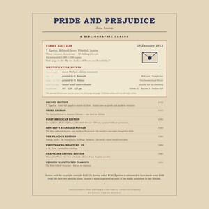 Pride and Prejudice - Jane Austen First Edition Census Poster, Book Lover Gift image 6