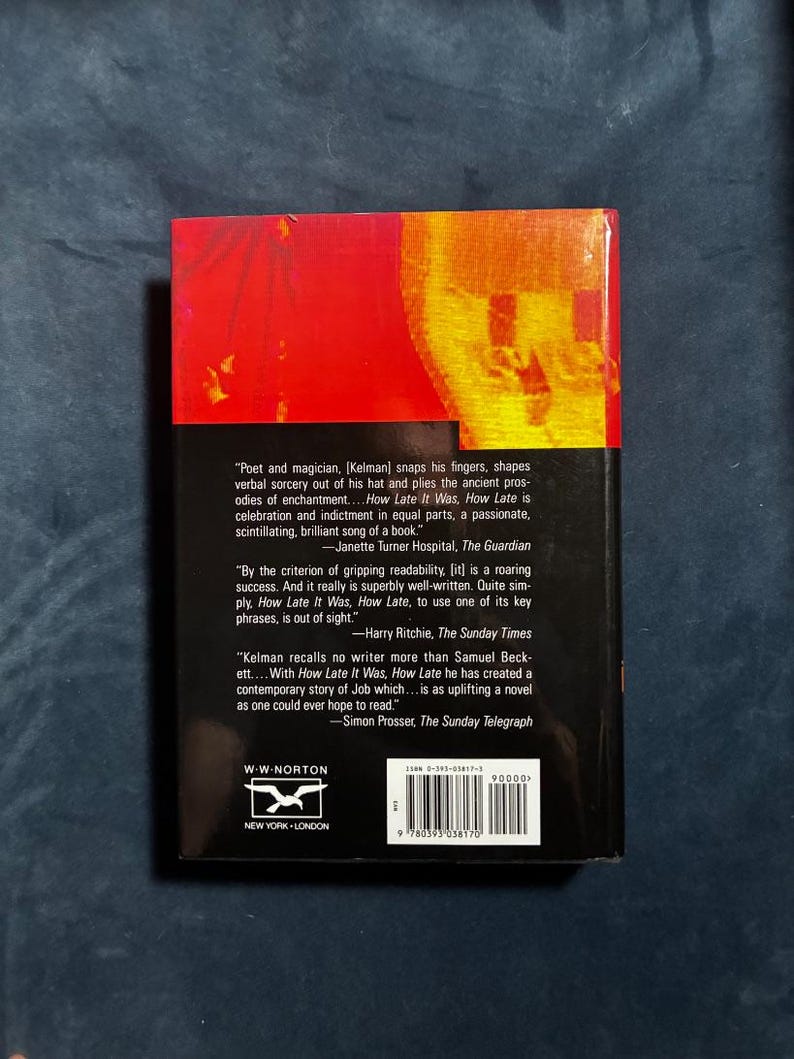 How late it was, how late by James Kelman 1995 First Edition First Printing Near Fine/Near Fine Hardcover image 5