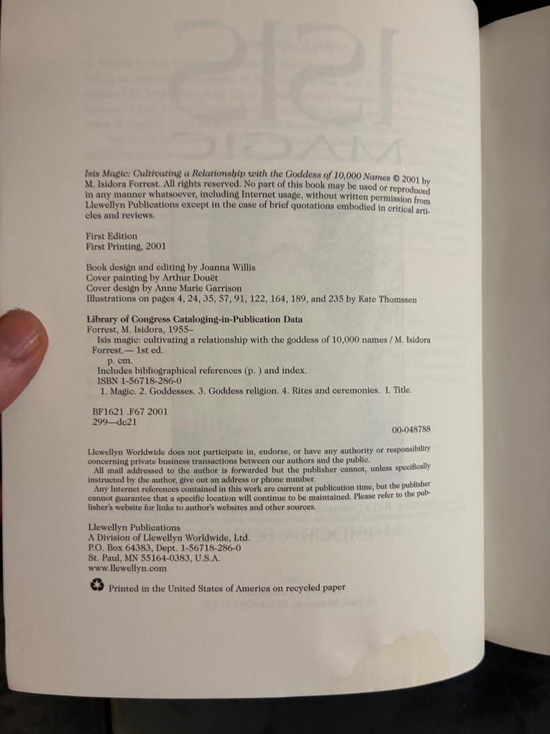 Isis Magic: Cultivating a Relationship with the Goddess of 10,000 Names by M. Isidora Forrest 2001 First Edition First Printing Very Good image 4