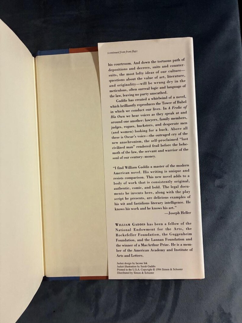 Una aventura propia de William Gaddis, 1994. Primera edición, primera impresión. Casi perfecto/Casi perfecto. imagen 5