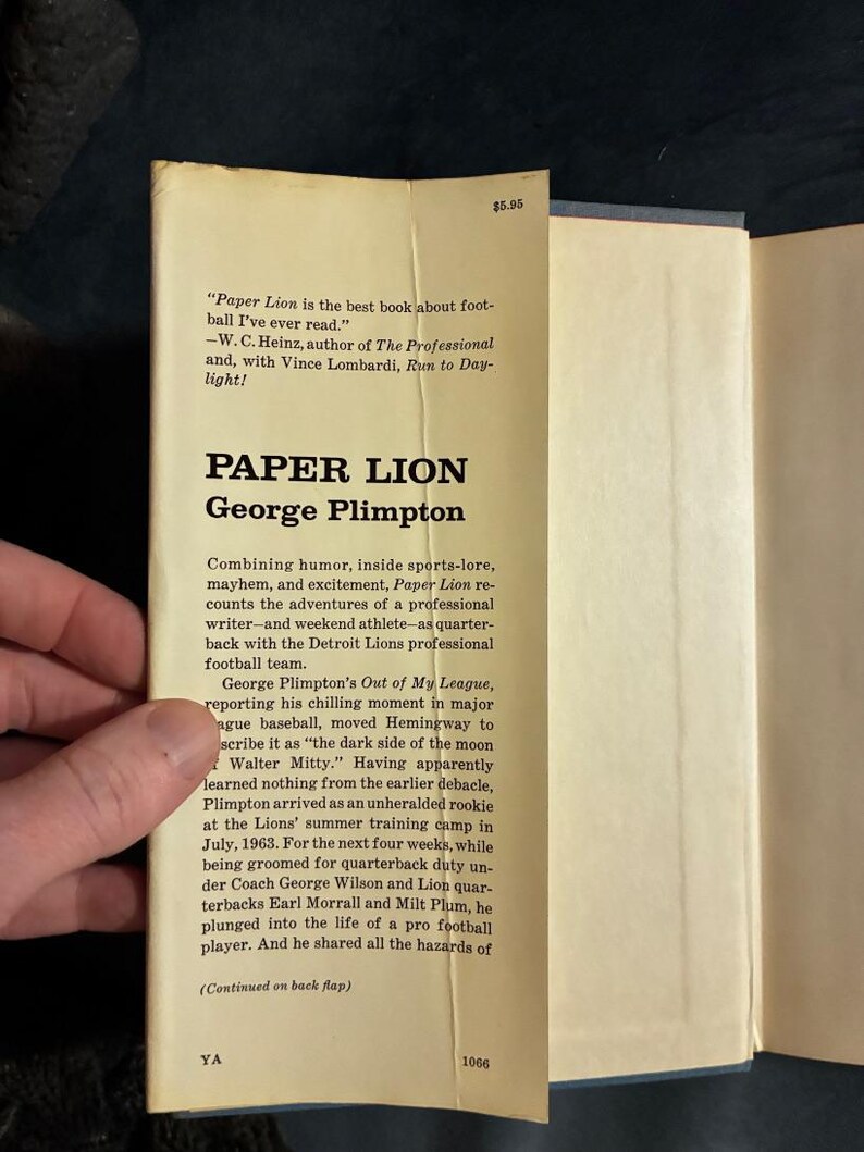 Paper Lion van George Plimpton, 1966, eerste editie, eerste druk, zeer goede/zeer goede staat, hardcover. afbeelding 2