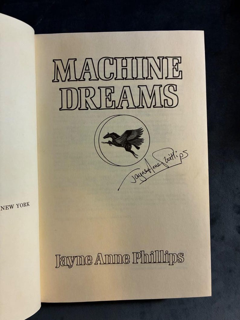 Machine Dreams de Jayne Anne Phillips, signé, première édition, premier tirage, 1984, état excellent/quasi excellent, couverture rigide image 3