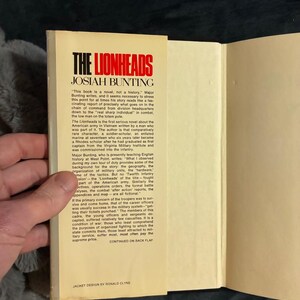 The Lionheads by Josiah Bunting 1972 First Edition 4th Printing Near Fine/Good Hardcover image 2