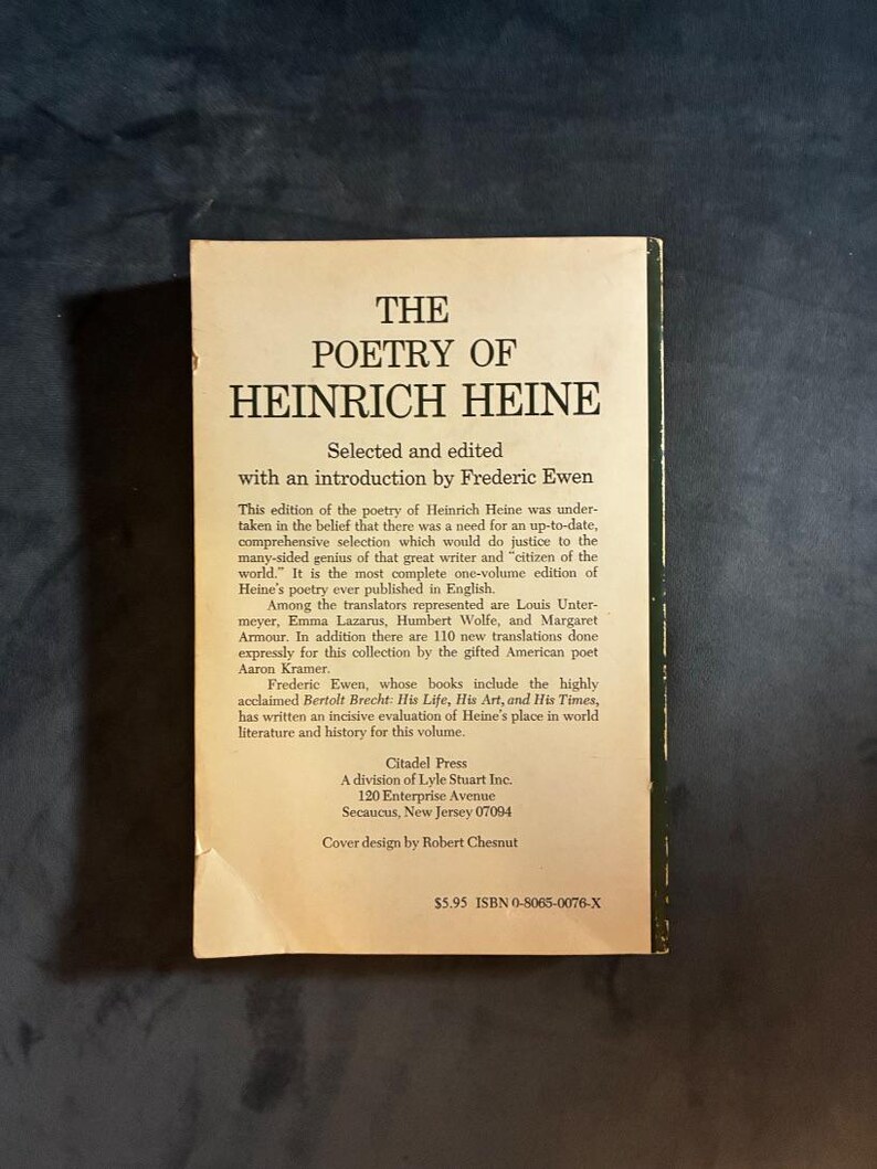 Poésie de Heinrich Heine (sélectionnée et éditée par Frederic Ewen) Très bon état, broché image 2