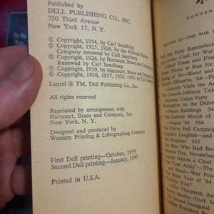 Abraham Lincoln: The Prairie Years and The War Years by Carl Sandburg 1960 Dell Publishing image 6