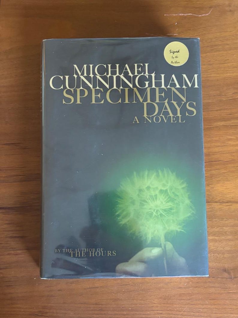 Signierte Erstausgabe (gebunden): Specimen Days von Michael Cunningham (Sehr gut/Nahezu neuwertig) Bild 2