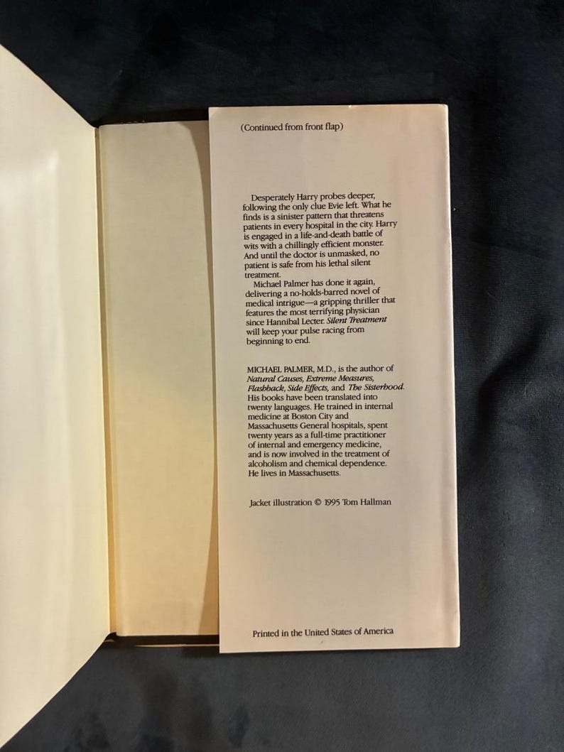 Silent Treatment by Michael Palmer 1995 First Edition Near Fine/Very Good image 5