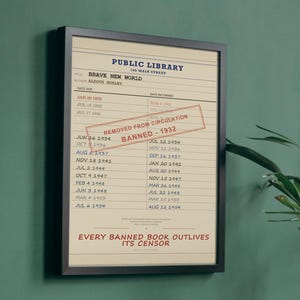 Brave New World - Libro proibito / Stampa con tessera della biblioteca di Aldous Huxley (Download digitale) immagine 4