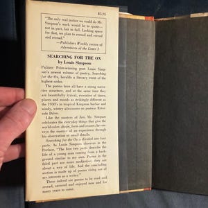 Searching for the Ox by Louis Simpson 1976 First Edition First Printing Near Fine/Very Good Hardcover image 2