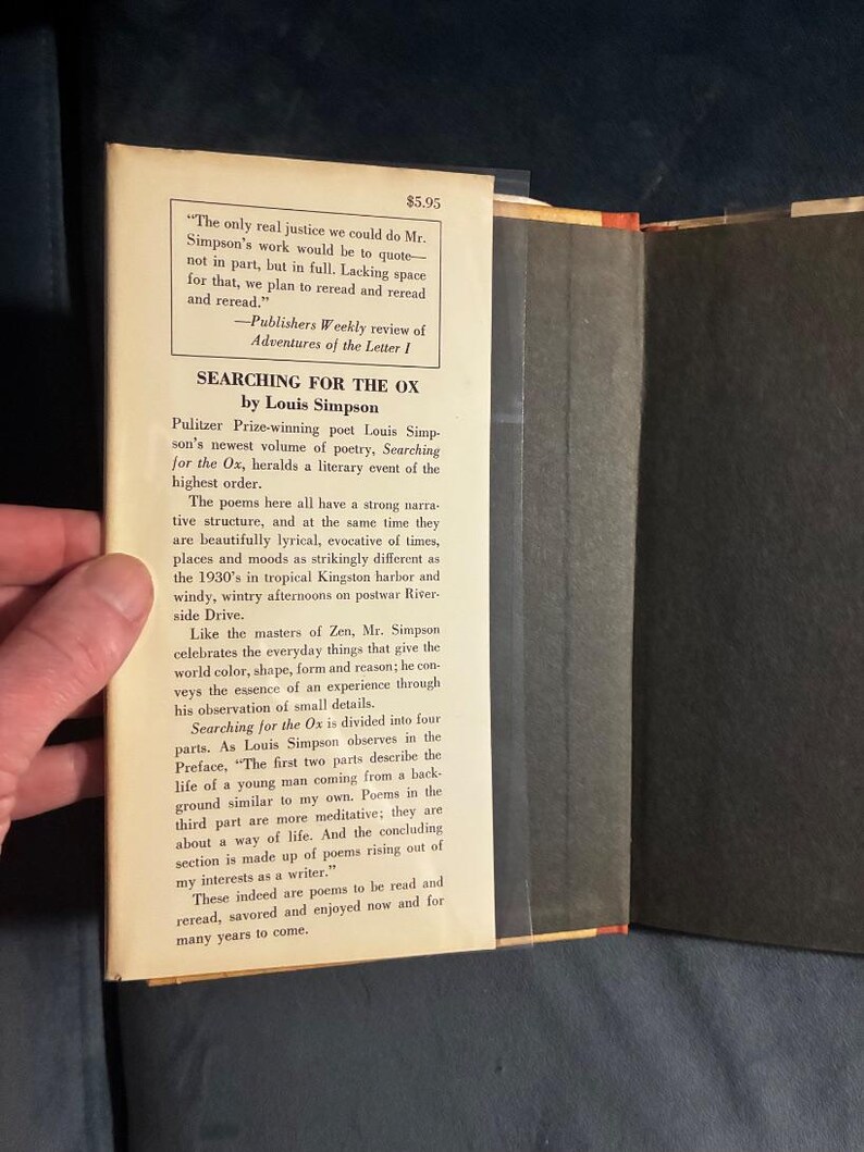 Searching for the Ox by Louis Simpson 1976 First Edition First Printing Near Fine/Very Good Hardcover image 2