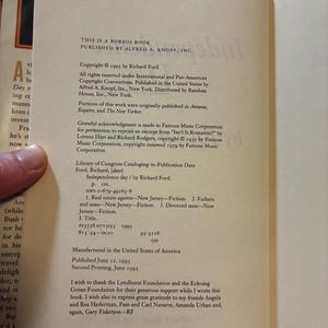 Independence Day by Richard Ford First Edition Second Printing Near Fine/Very Good Hardcover image 6