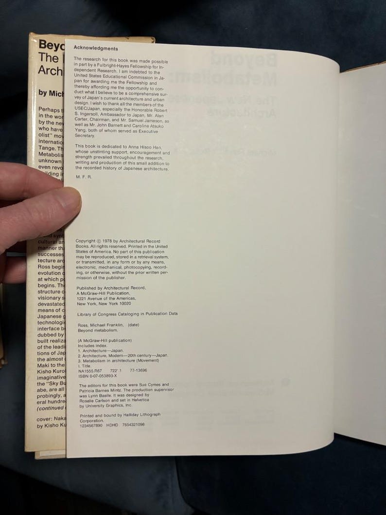 Beyond Metabolism: New Japanese Architecture by Michael Franklin Ross (1st Ed.) image 4