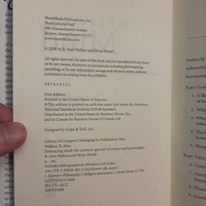 Embracing Mind: Science and Spirituality Hardcover by Wallace and Hodel (First Edition) image 2