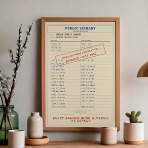 Uncle Tom's Cabin Banned Book Art | Harriet Beecher Stowe Library Card Poster bild 4