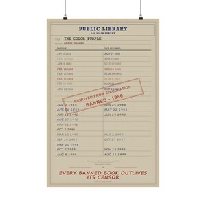 The Color Purple Banned Book Poster | Alice Walker Library Card Print | Black Literature Wall Art image 5